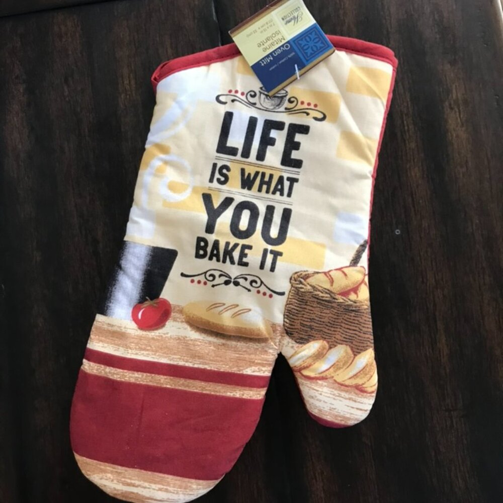 Oven Mitt Life Is What You Bake It 100% Cotton Home Collection